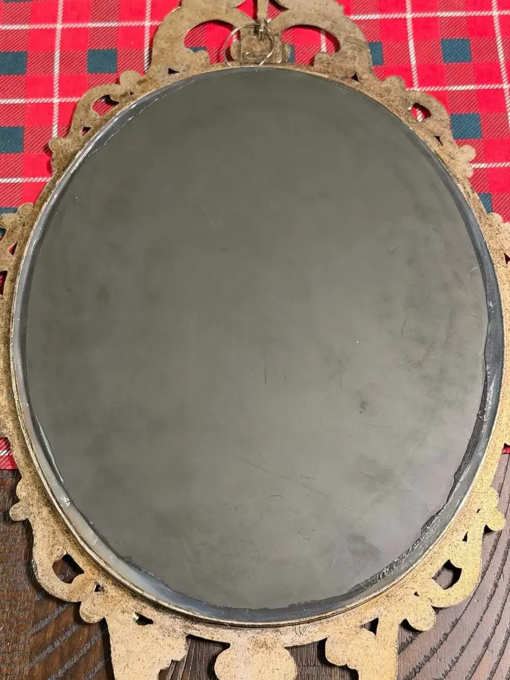 Vintage Ornate Oval Wall Mirror with Antique Silver Finish 17-inch